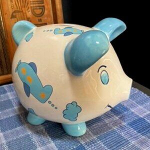Piggy Bank - Blue/White Coloring